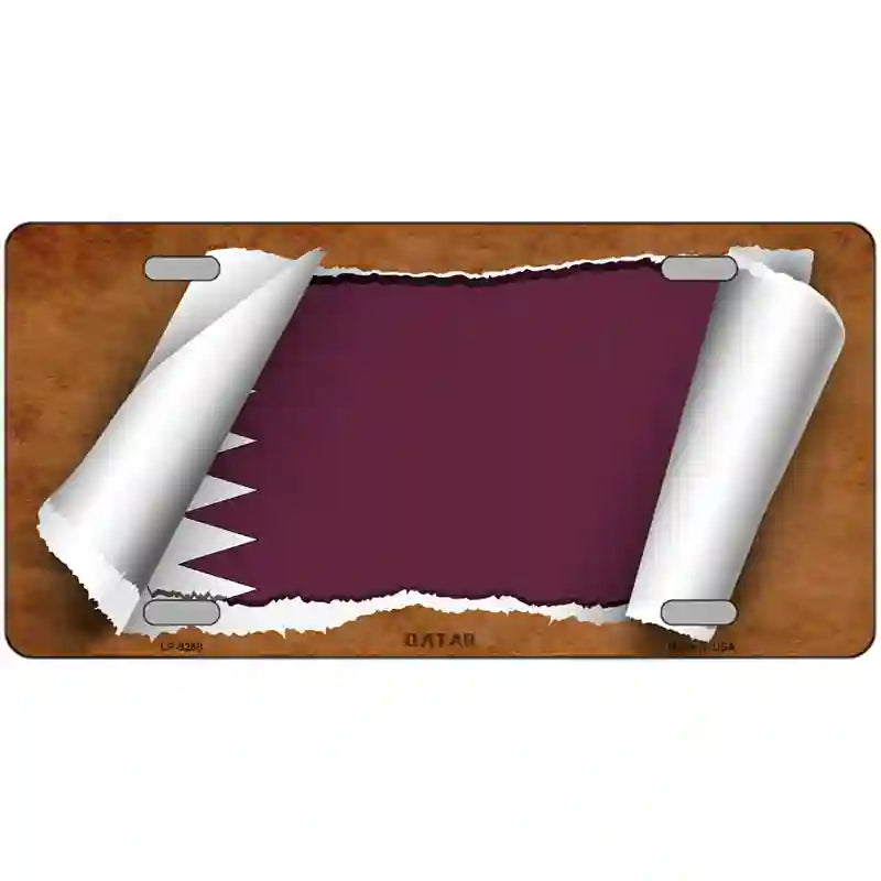 Qatar Flag Scroll Metal Novelty License Plate 24" x 12" (LLP)