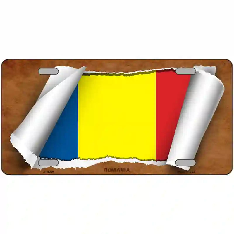 Romania Flag Scroll Metal Novelty License Plate 24" x 12" (LLP)