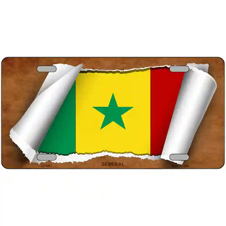 Senegal Flag Scroll Metal Novelty License Plate 24" x 12" (LLP)