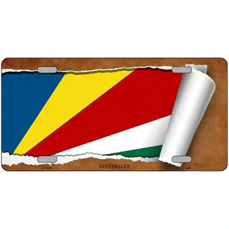 Seychelles Flag Scroll Metal Novelty License Plate 24" x 12" (LLP)