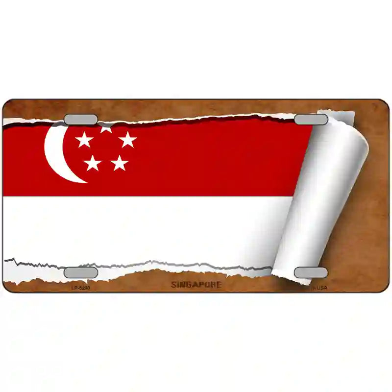 Singapore Flag Scroll Metal Novelty License Plate 24" x 12" (LLP)