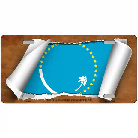 South Pacific Commission Flag Scroll Metal Novelty License Plate 24" x 12" (LLP)