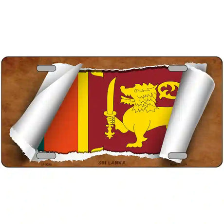 Sri Lanka Flag Scroll Metal Novelty License Plate 24" x 12" (LLP)