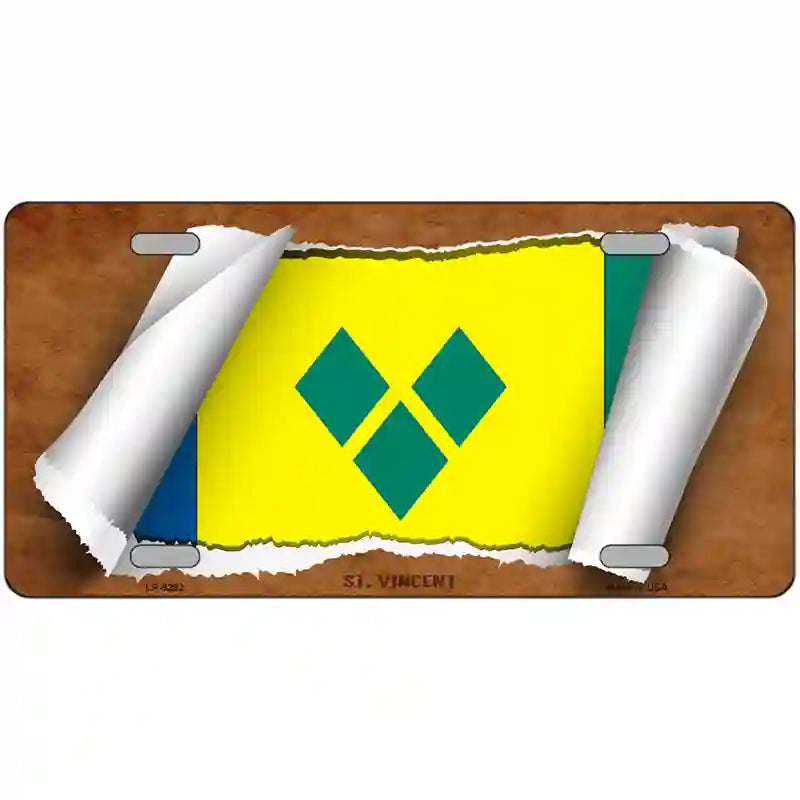 St Vincent Flag Scroll Metal Novelty License Plate 24" x 12" (LLP)