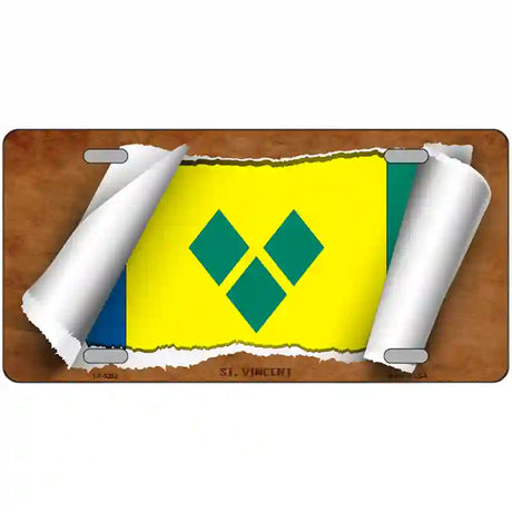 St Vincent Flag Scroll Metal Novelty License Plate 24" x 12" (LLP)