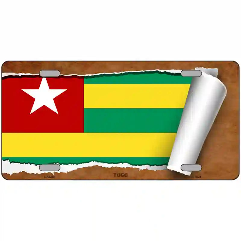 Togo Flag Scroll Metal Novelty License Plate 24" x 12" (LLP)