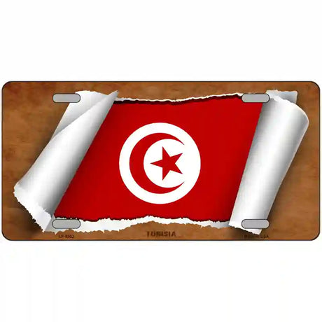 Tunisia Flag Scroll Metal Novelty License Plate 24" x 12" (LLP)