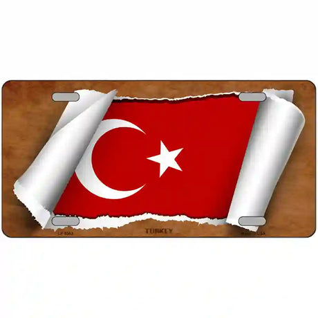 Turkey Flag Scroll Metal Novelty License Plate 24" x 12" (LLP)