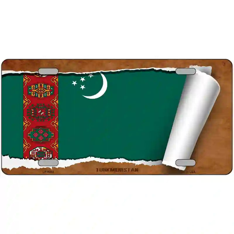 Turkmenistan Flag Scroll Metal Novelty License Plate 24" x 12" (LLP)