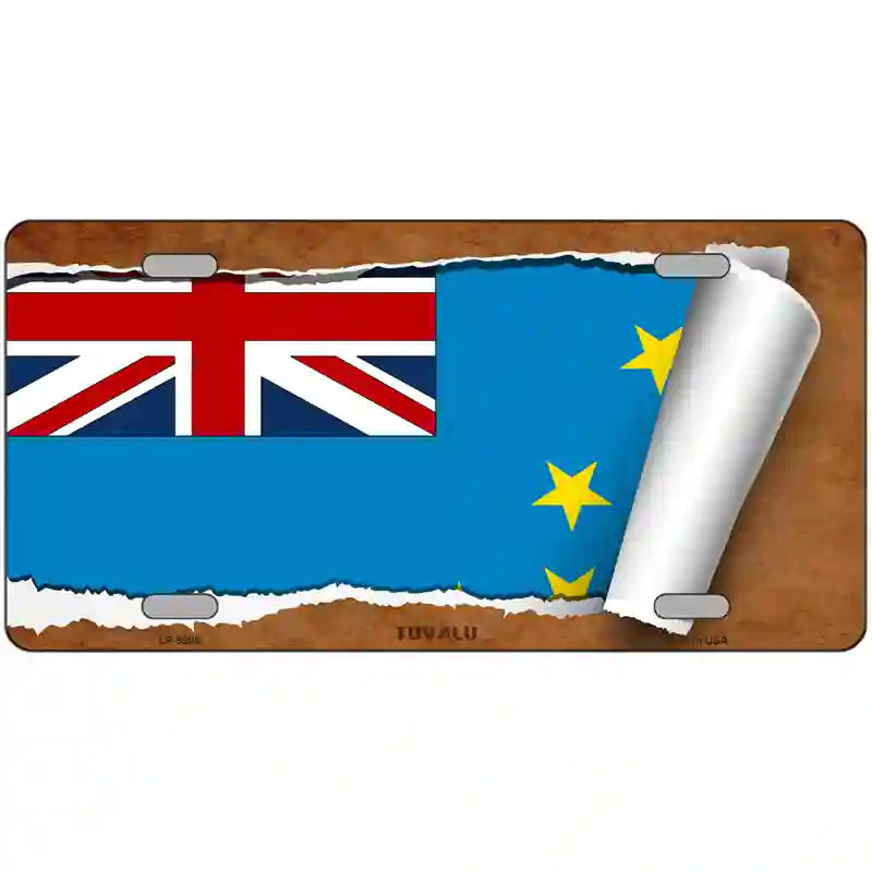 Tuvalu Flag Scroll Metal Novelty License Plate 24" x 12" (LLP)