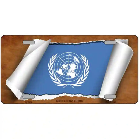 United Nations Flag Scroll Metal Novelty License Plate 24" x 12" (LLP)