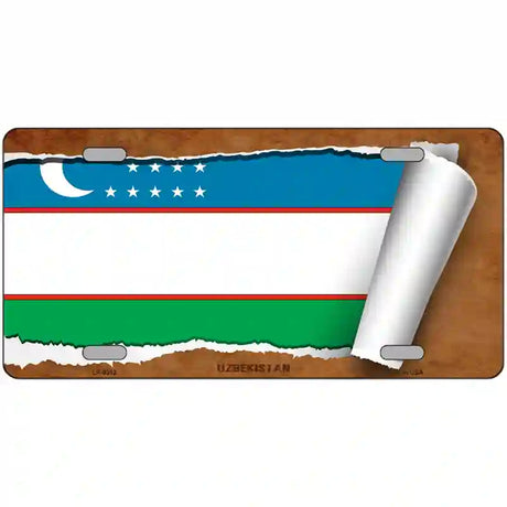 Uzbekistan Flag Scroll Metal Novelty License Plate 24" x 12" (LLP)