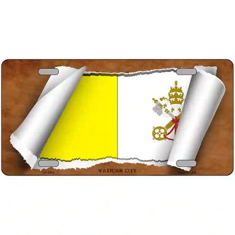 Vatican City Flag Scroll Metal Novelty License Plate 24" x 12" (LLP)