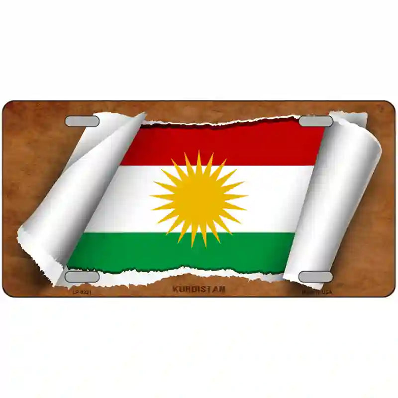 Kurdistan Flag Scroll Metal Novelty License Plate 24" x 12" (LLP)