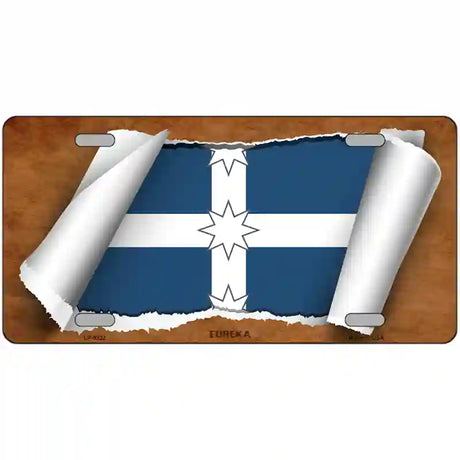 Eureka Flag Scroll Metal Novelty License Plate 24" x 12" (LLP)