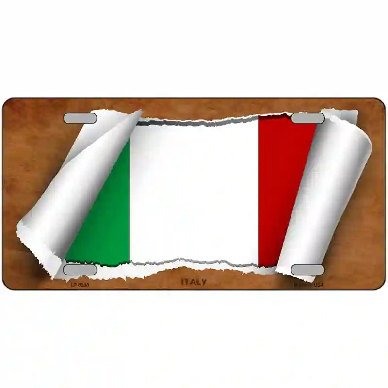 Italy Flag Scroll Metal Novelty License Plate 24" x 12" (LLP)