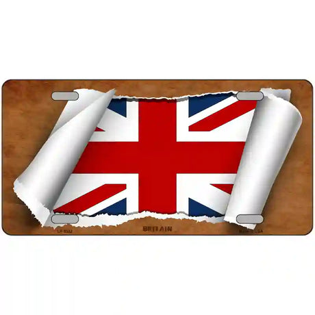 Britain Flag Scroll Metal Novelty License Plate 24" x 12" (LLP)