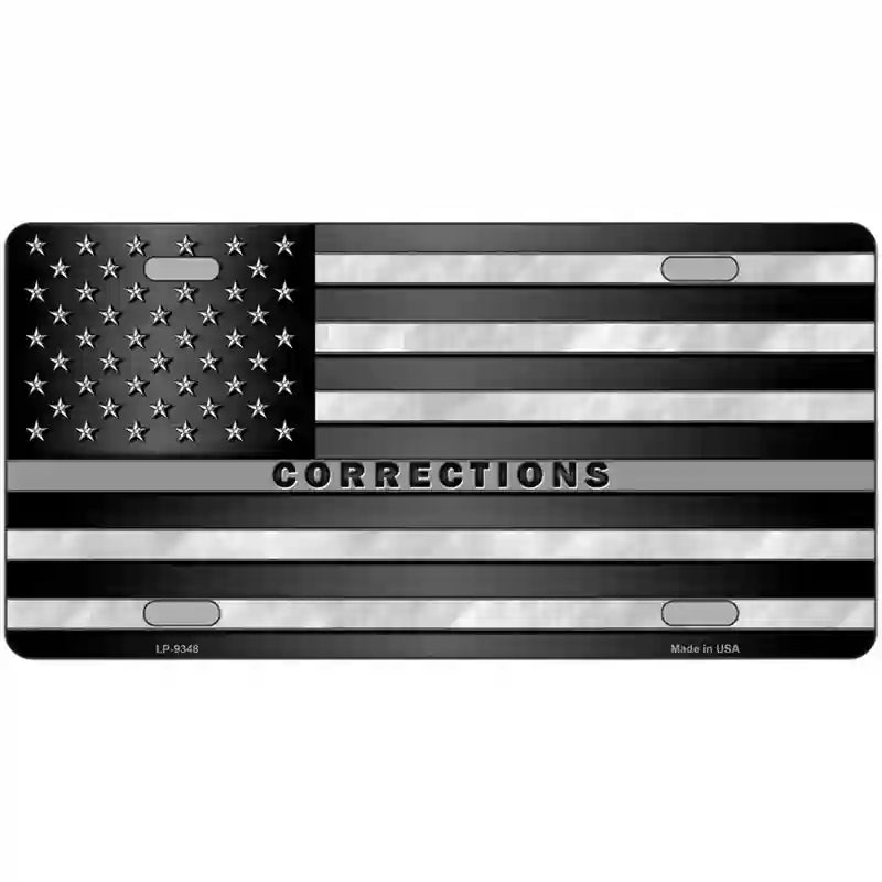 American Flag Corrections Metal Novelty License Plate 24" x 12" (LLP)