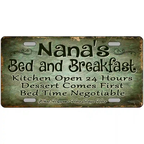 Nanas Bed And Breakfast Metal Novelty License Plate 24" x 12" (LLP)