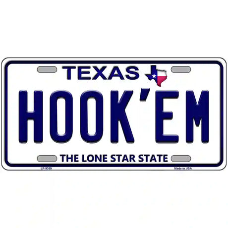 Hookem Texas Novelty Metal License Plate 24" x 12" (LLP)