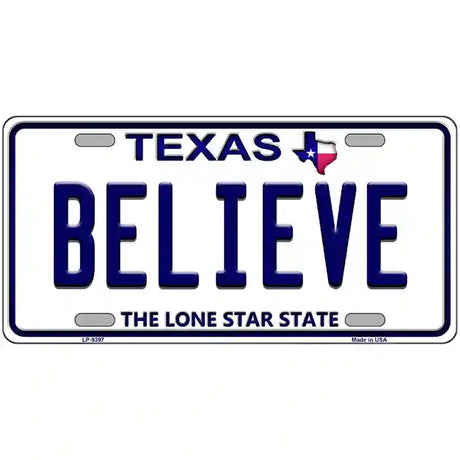 Believe Texas Novelty Metal License Plate 24" x 12" (LLP)