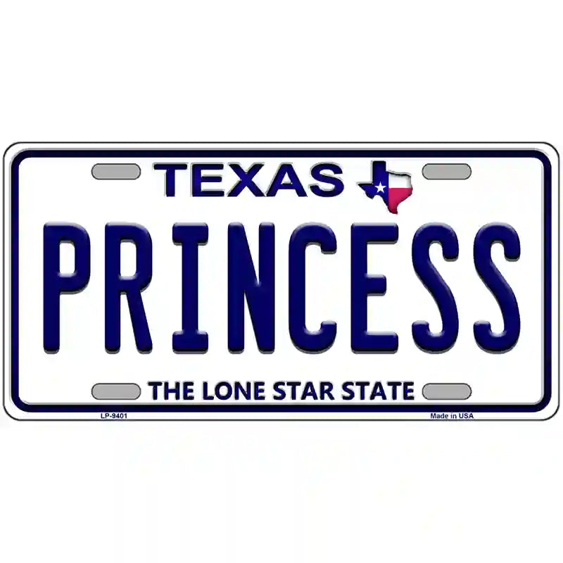 Princess Texas Novelty Metal License Plate 24" x 12" (LLP)