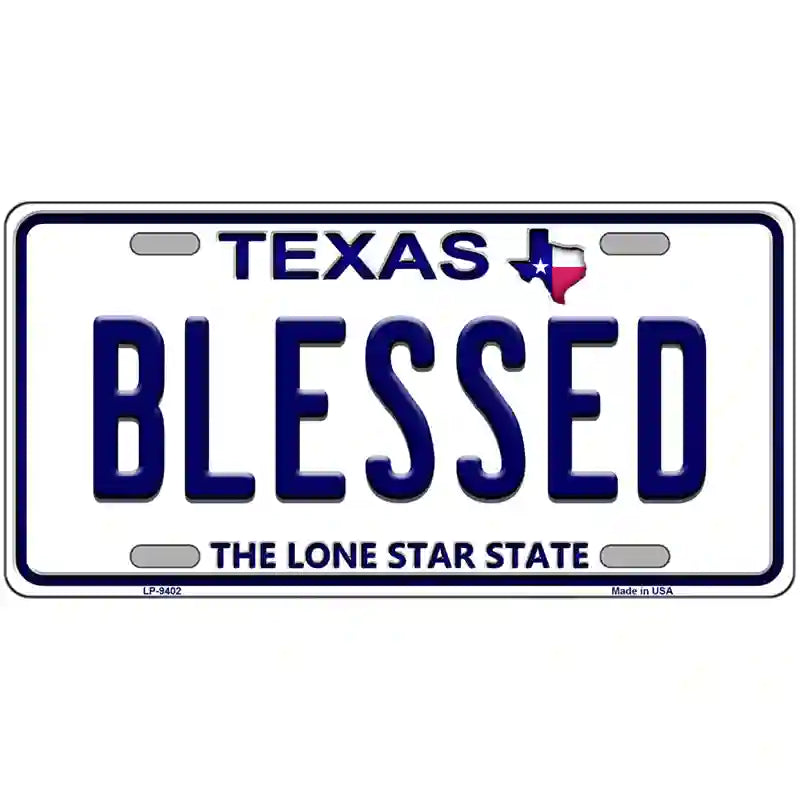 Blessed Texas Novelty Metal License Plate 24" x 12" (LLP)