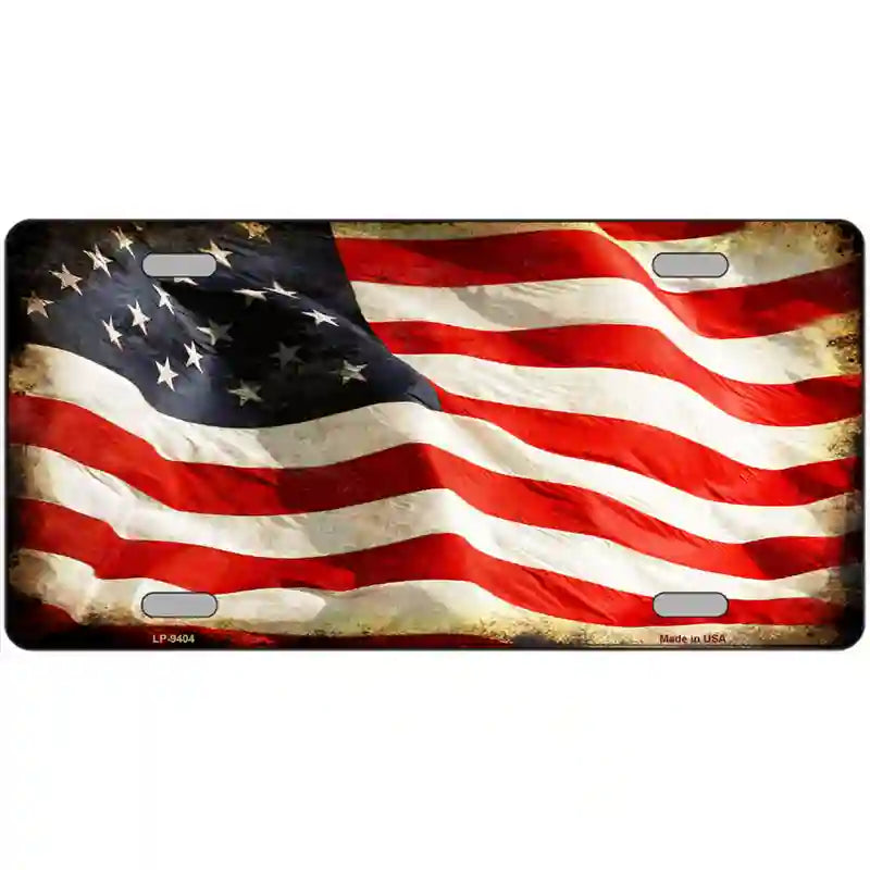 American Vintage Flag Novelty Metal License Plate 24" x 12" (LLP)