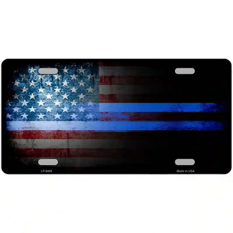 American Flag Police Novelty Metal License Plate 24" x 12" (LLP)