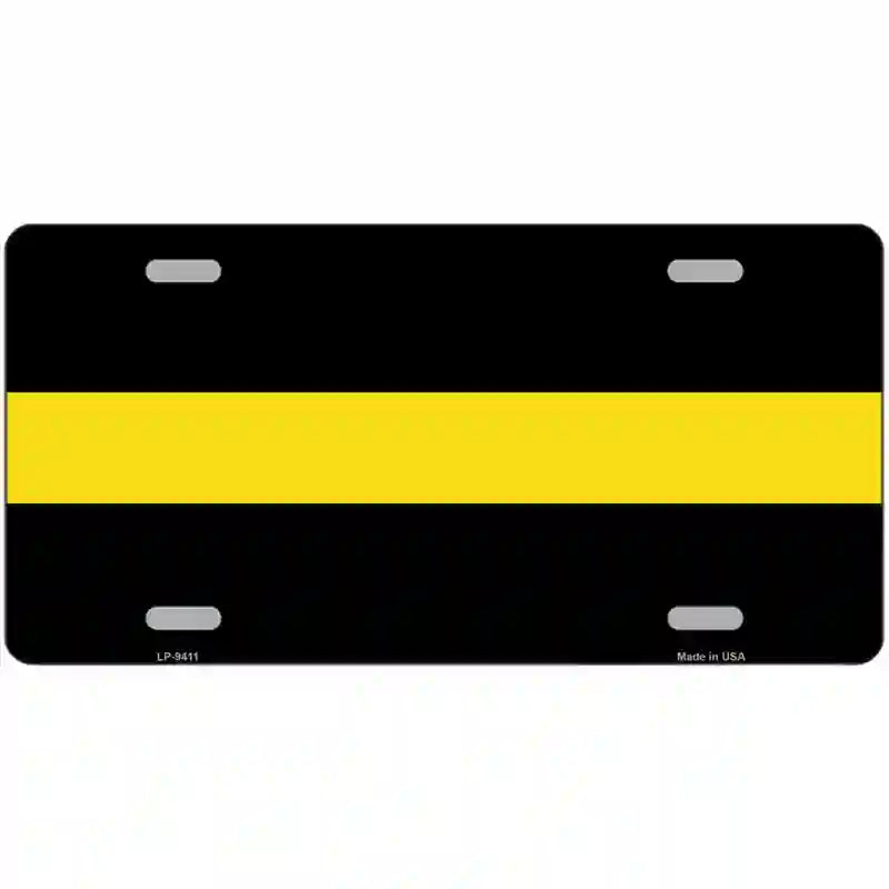 Thin Yellow Line Novelty Metal License Plate 24" x 12" (LLP)