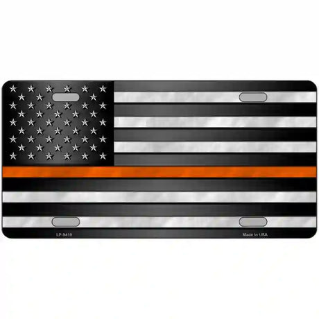 American Flag Thin Orange Line Novelty Metal License Plate 24" x 12" (LLP)