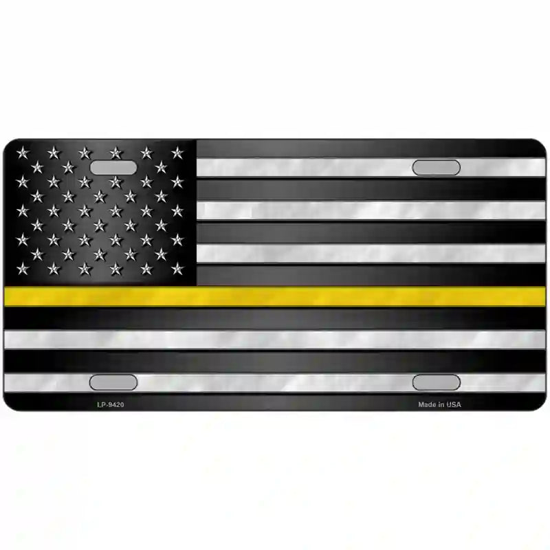 American Flag Thin Yellow Line Novelty Metal License Plate 24" x 12" (LLP)