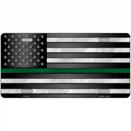 American Flag Thin Green Line Novelty Metal License Plate 24" x 12" (LLP)