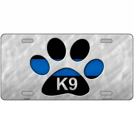 Thin Blue Line Paw K-9 Metal Novelty License Plate 24" x 12" (LLP)