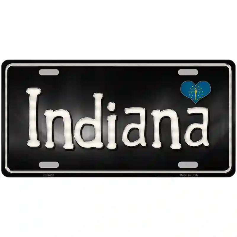 Indiana Flag Script Metal Novelty License Plate 24" x 12" (LLP)