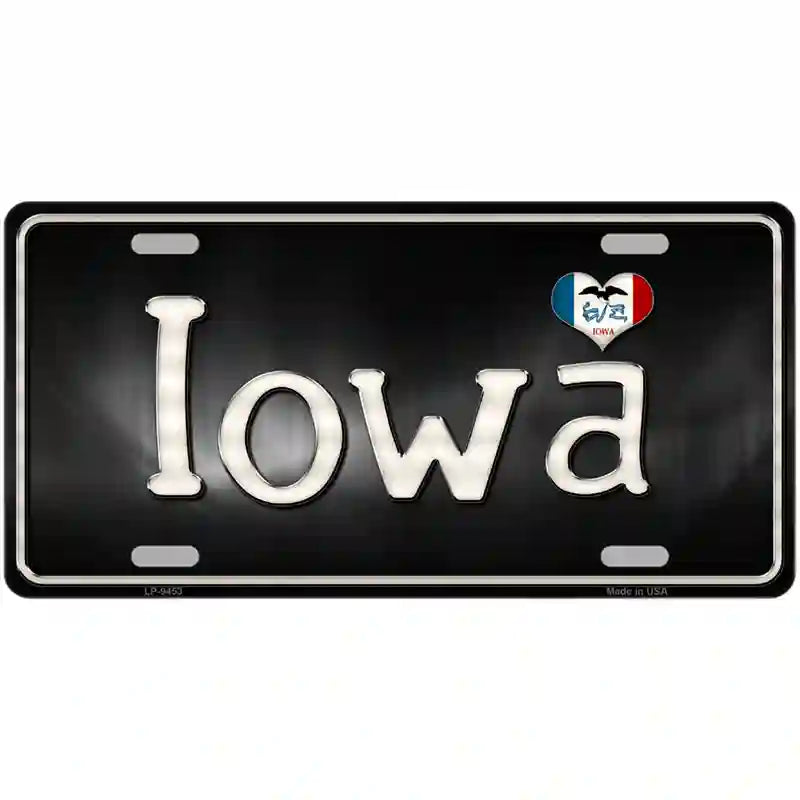 Iowa Flag Script Metal Novelty License Plate 24" x 12" (LLP)