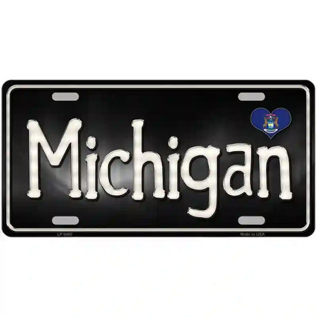 Michigan Flag Script Metal Novelty License Plate 24" x 12" (LLP)