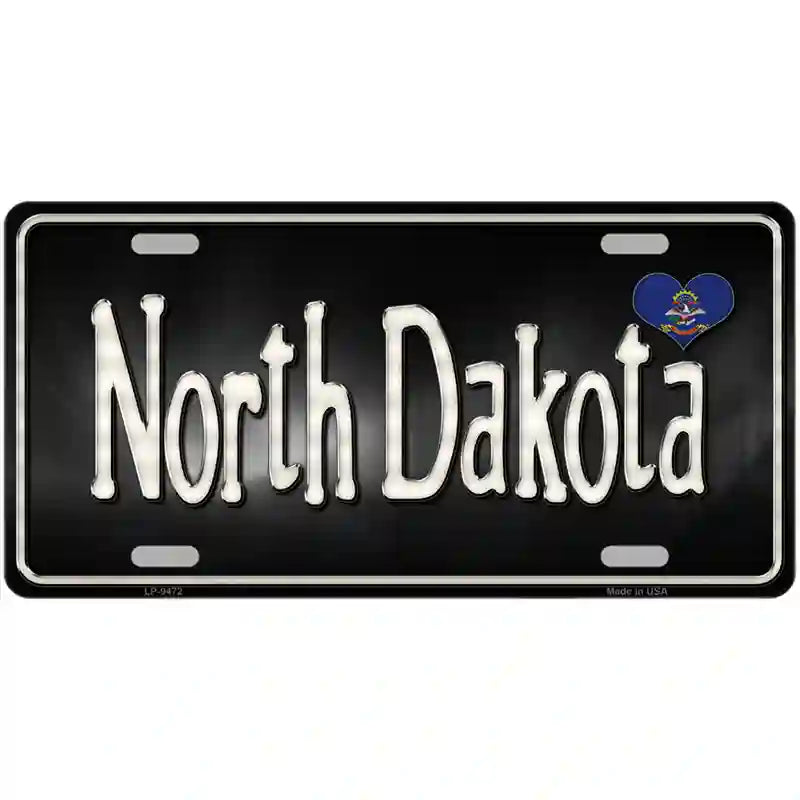 North Dakota Flag Script Metal Novelty License Plate 24" x 12" (LLP)