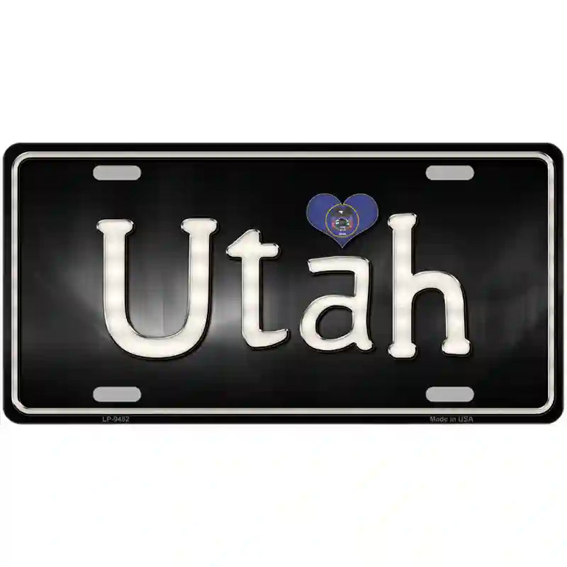 Utah Flag Script Metal Novelty License Plate 24" x 12" (LLP)