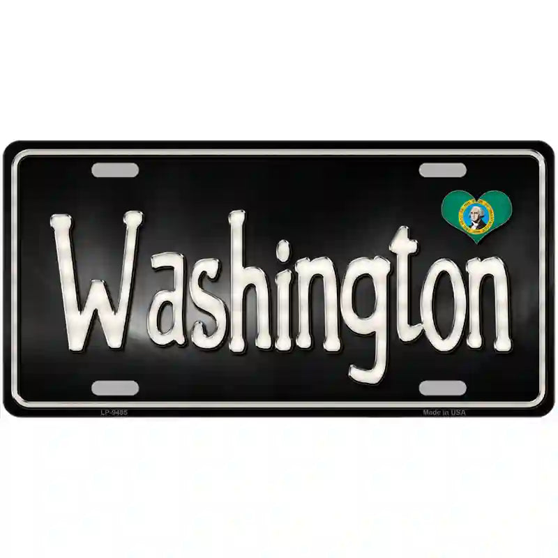 Washington Flag Script Metal Novelty License Plate 24" x 12" (LLP)