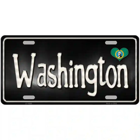 Washington Flag Script Metal Novelty License Plate 24" x 12" (LLP)