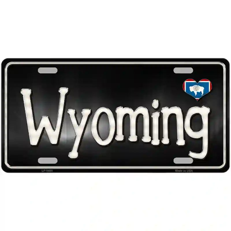 Wyoming Flag Script Metal Novelty License Plate 24" x 12" (LLP)