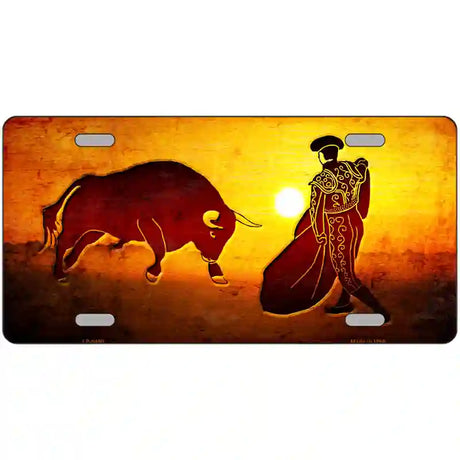 Bullfight With Sun Novelty Metal License Plate 24" x 12" (LLP)