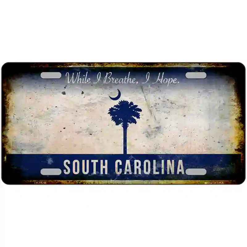 South Carolina Dark Blue Blank Rusty Novelty Metal License Plate 24" x 12" (LLP)