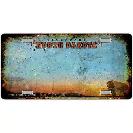 North Dakota Rusty Novelty Metal License Plate 24" x 12" (LLP) / Yes