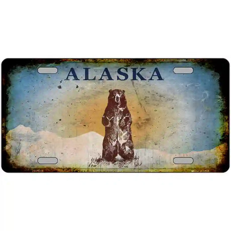 Alaska Bear Rusty Novelty Metal License Plate 24" x 12" (LLP) / Yes