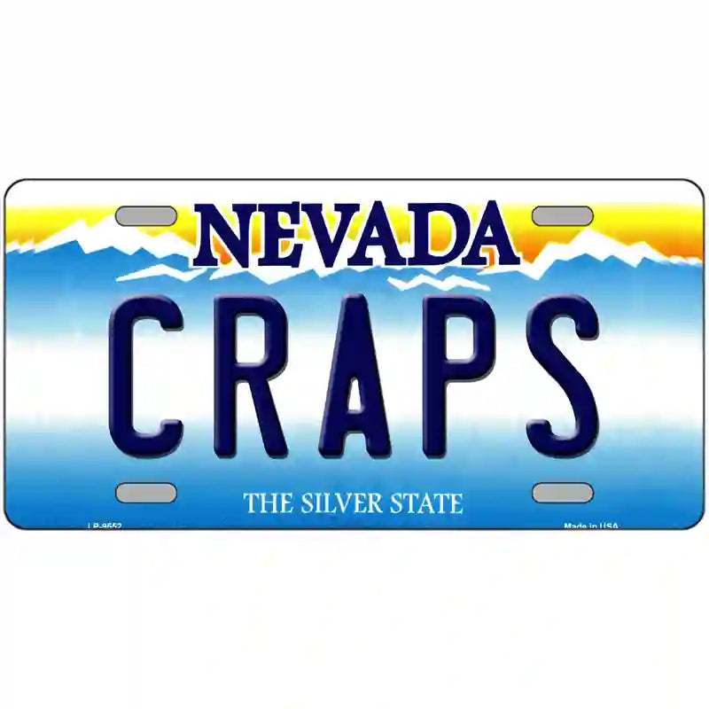 Craps Nevada Novelty Metal License Plate 24" x 12" (LLP)