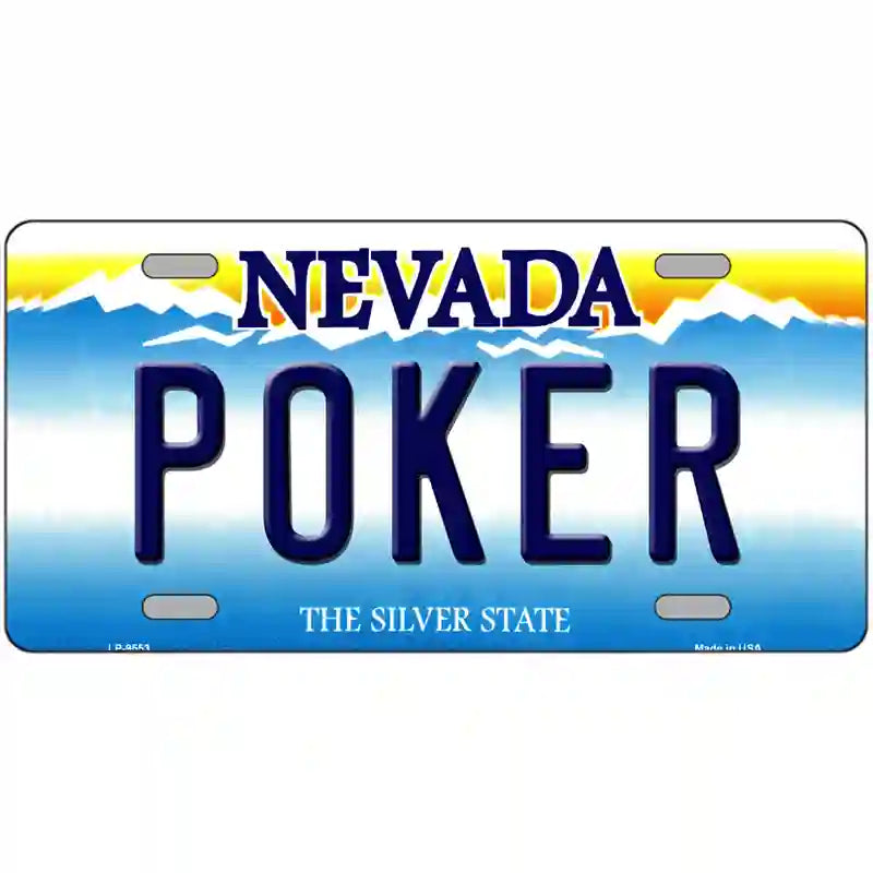 Poker Nevada Novelty Metal License Plate 24" x 12" (LLP)