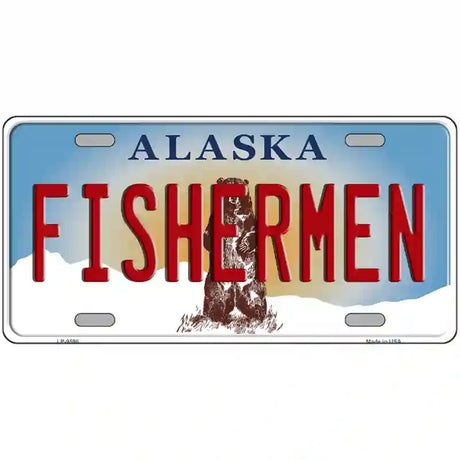 Fishermen Alaska State Novelty Metal License Plate 24" x 12" (LLP)