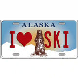 I Love Ski Alaska State Novelty Metal License Plate 24" x 12" (LLP)